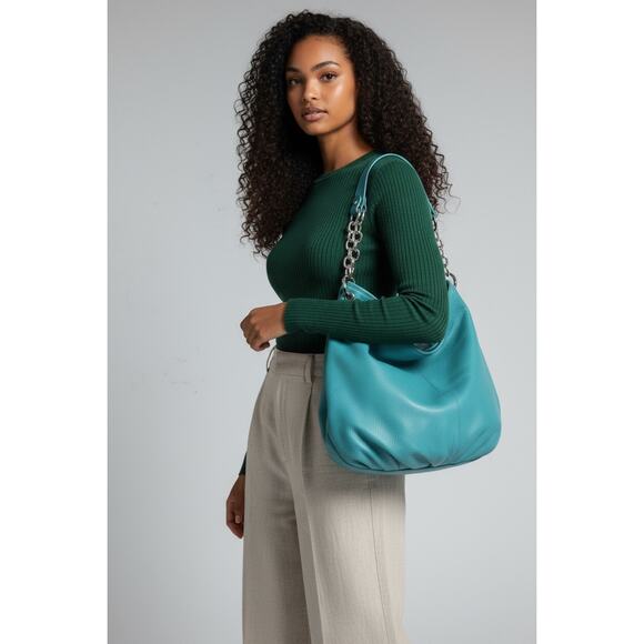 Bodhi Leather Turquoise Shoulder Bag - Picture 2 of 10